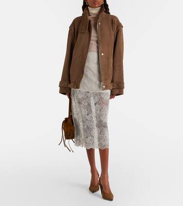 Jupe crayon en dentelle à fleurs | Rotate