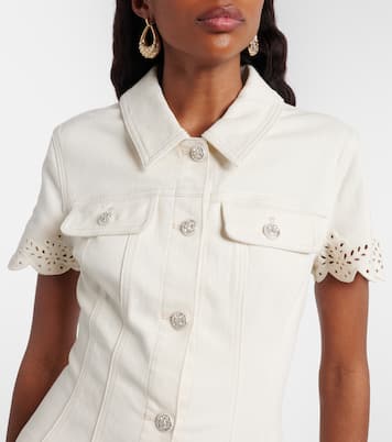 Minikleid aus Denim mit Kristallen | Self-Portrait