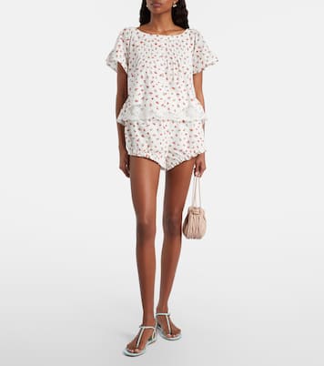 Bedruckte Bluse Delia aus Baumwolle mit Spitze | Posse