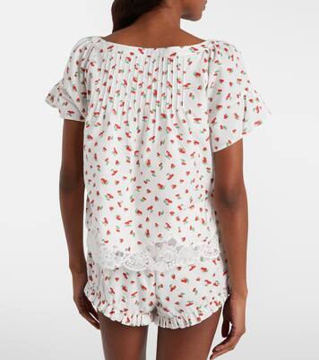 Bedruckte Bluse Delia aus Baumwolle mit Spitze | Posse