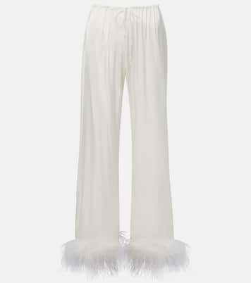 Bridal Weite Hose aus Satin mit Federn | Oséree