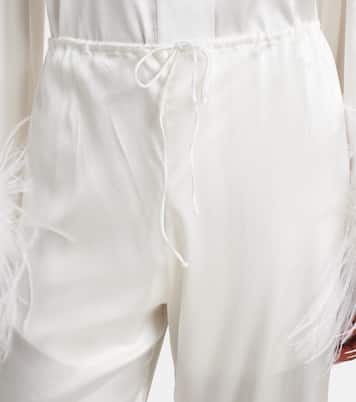 Bridal Weite Hose aus Satin mit Federn | Oséree