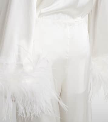 Bridal Weite Hose aus Satin mit Federn | Oséree
