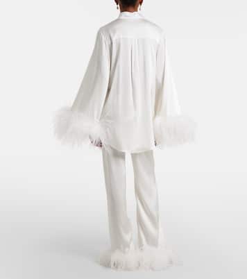 Bridal Weite Hose aus Satin mit Federn | Oséree