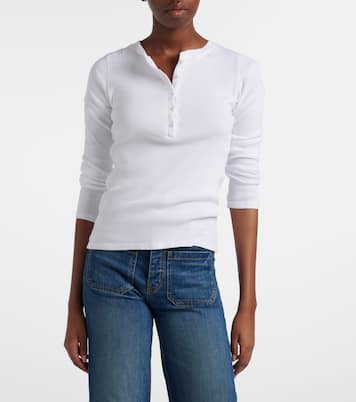 Jordan ribbed-knit cotton Henley shirt | Nili Lotan