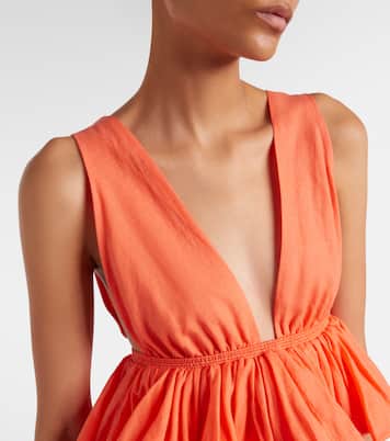 Peplum striped cotton and linen top | Alaïa