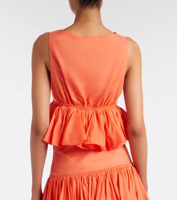 Peplum striped cotton and linen top | Alaïa