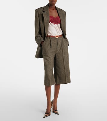 Herringbone wool-blend Bermuda shorts | Saint Laurent