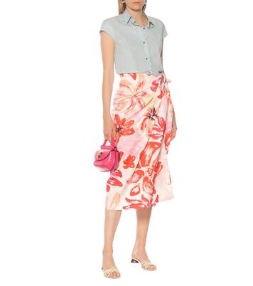 Floral cotton-blend midi wrap skirt | Marni