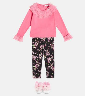 Ruffled cotton-blend blouse | Monnalisa