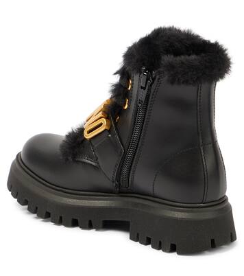 Logo leather boots | Moschino Kids