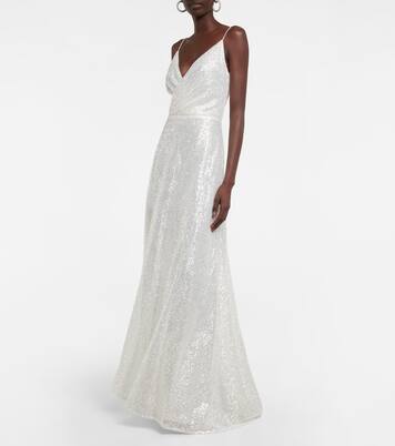 Robe longue Kristina en tulle à sequins | Costarellos
