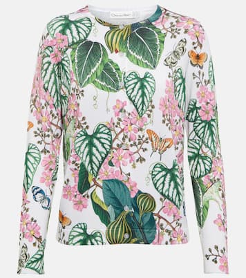 Floral cotton-blend knit cardigan | Oscar de la Renta