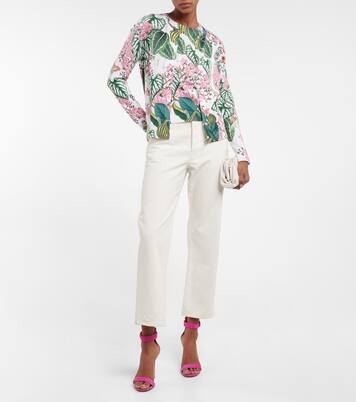 Floral cotton-blend knit cardigan | Oscar de la Renta