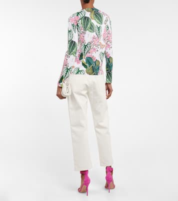Floral cotton-blend knit cardigan | Oscar de la Renta