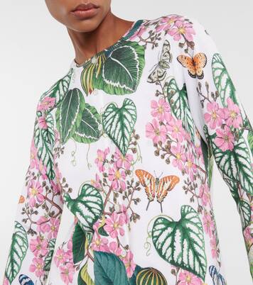 Floral cotton-blend knit cardigan | Oscar de la Renta
