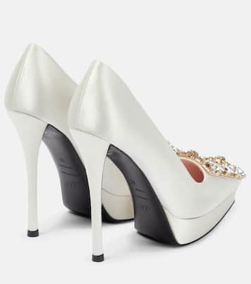 Plateau-Pumps Flower Strass aus Satin | Roger Vivier
