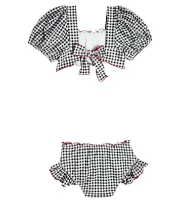 Gingham puff-sleeve bikini | Suncracy
