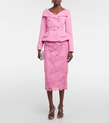 Robe midi en crêpe et dentelle | Self-Portrait