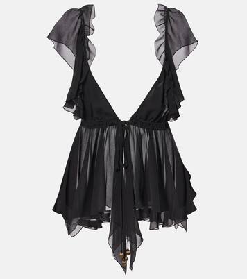 Gathered silk georgette top | Chloé