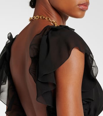 Gathered silk georgette top | Chloé