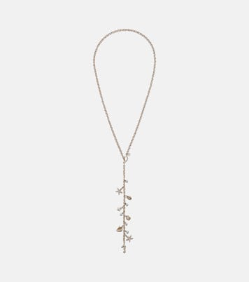 14kt gold charm necklace with diamonds and pearls | Sydney Evan