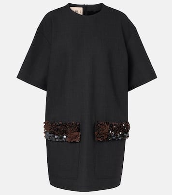 فستان قصير من الصوف المخلوط مزين بالترتر | Plan C