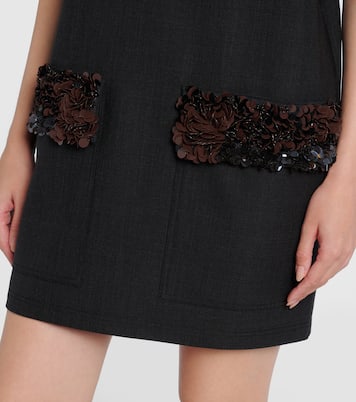 فستان قصير من الصوف المخلوط مزين بالترتر | Plan C