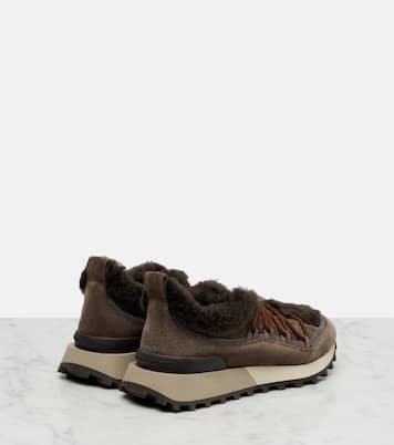 Shearling-lined suede low-top sneakers | Brunello Cucinelli