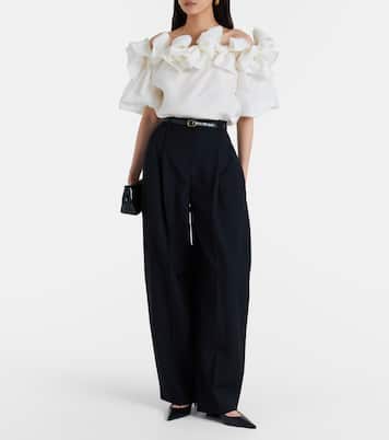 Off-shoulder silk top | Carolina Herrera