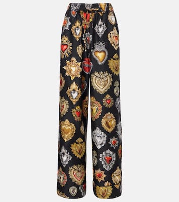 Pantalon palazzo Devotion en soie | Dolce&Gabbana