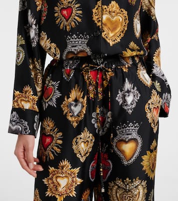 Pantalon palazzo Devotion en soie | Dolce&Gabbana