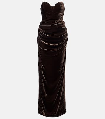 Draped velvet bustier gown | Rotate