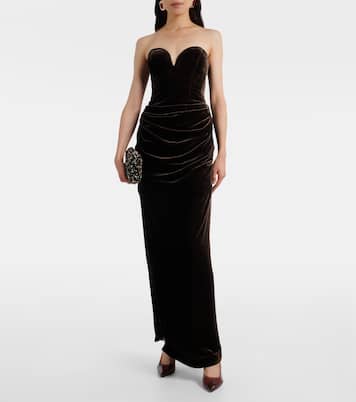 Draped velvet bustier gown | Rotate