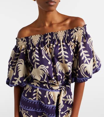 Vestido midi Harbor Hues de popelín de algodón | Johanna Ortiz