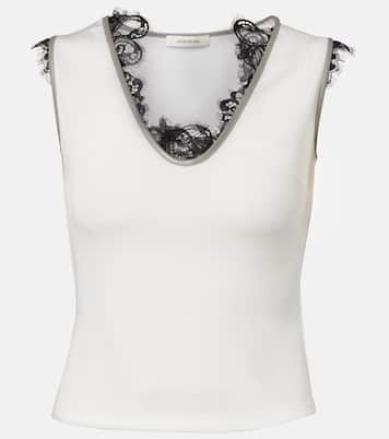 Layered lace-trimmed jersey top  | Jacques Wei