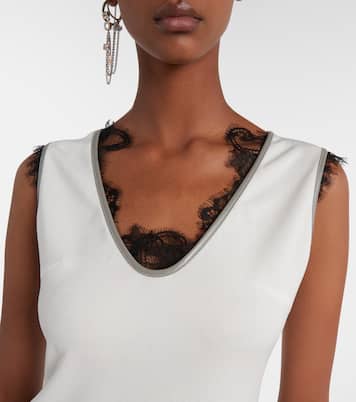 Layered lace-trimmed jersey top  | Jacques Wei