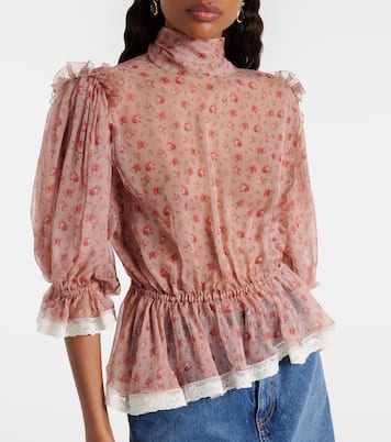 Floral silk and cotton chiffon blouse | Dolce&Gabbana