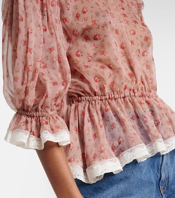 Floral silk and cotton chiffon blouse | Dolce&Gabbana