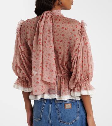 Floral silk and cotton chiffon blouse | Dolce&Gabbana