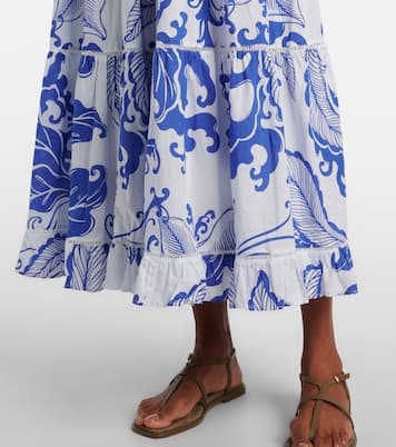 Robe longue Milena imprimée en coton | Poupette St Barth