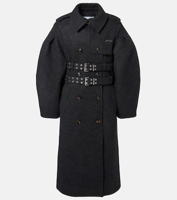 Belted wool and cashmere-blend coat | Ganni