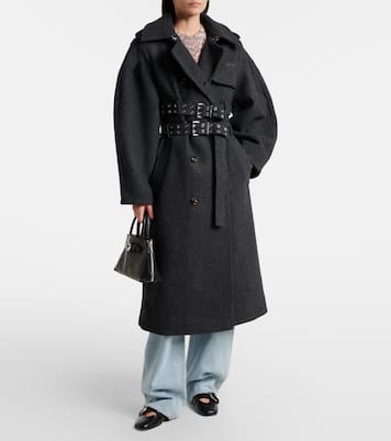 Belted wool and cashmere-blend coat | Ganni