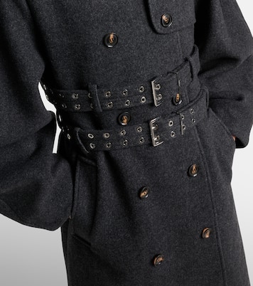 Belted wool and cashmere-blend coat | Ganni