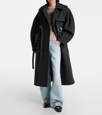 Belted wool and cashmere-blend coat | Ganni