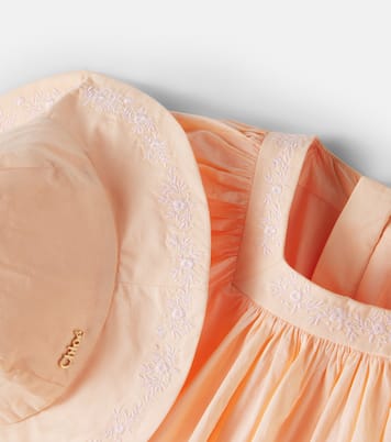 Baby embroidered cotton dress and hat set | Chloé Kids