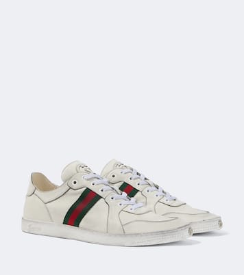 Sneakers Stretch Web Stripe aus Leder | Gucci