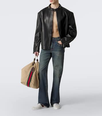 Sneakers Stretch Web Stripe aus Leder | Gucci