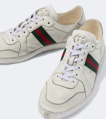Sneakers Stretch Web Stripe aus Leder | Gucci