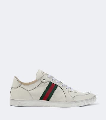 Sneakers Stretch Web Stripe aus Leder | Gucci